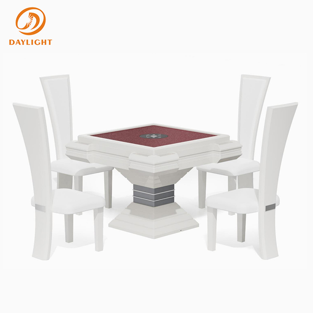 Light Luxury Tower-shaped White Fully Automatic Remote-controlled Mahjong Table with Charging Por