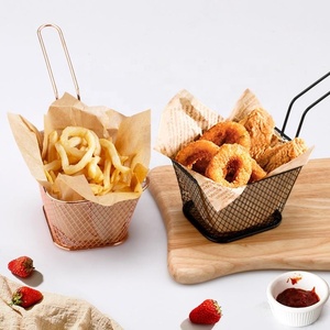 Cestas Cuadradas Pequeñas para Papas Fritas 2025, Cesta de Acero Inoxidable para Servir en la Mesa, Cesta Reutilizable para Freír Papas Fritas, Cesta para Freidora - Product Image 1