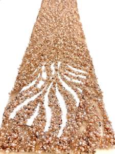 قماش دانتيل أفريقي مزين بالخرز والأحجار اللامعة - Product Image 6