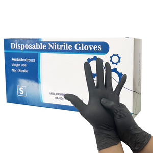 قفازات مطبخ من النتريل للبيع بالجملة 100 قطعة، قفازات نتريل سوداء وزرقاء قياس 9 بوصة للاستعمال مرة واحدة مجانا - Product Image 3