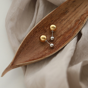 Boucles d'oreilles clous tendance 2024 en acier inoxydable plaqué or 18 carats, motif boule, pour femmes, vente en gros, ODM, occasions spéciales - Product Image 3