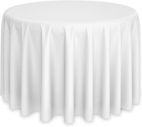 Nappe Ronde de Luxe 132 en Polyester Blanc de 120 Pouces pour Événements, Mariages, Banquets, Restaurants