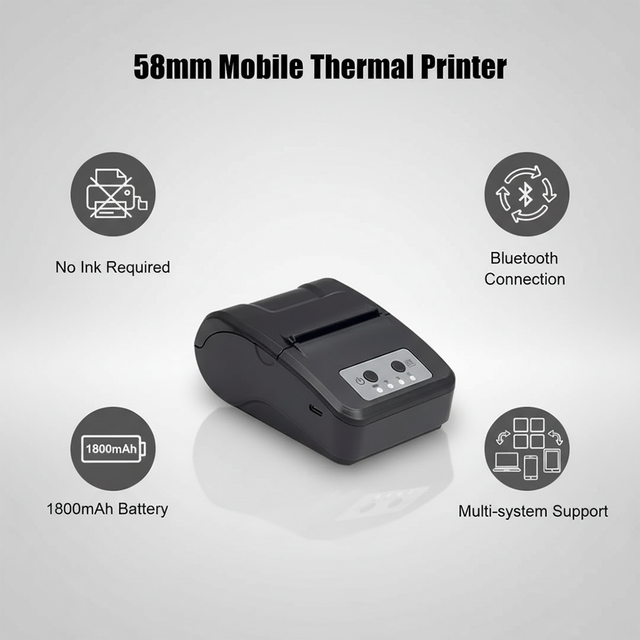 Mobile Pocket Bill Printer ZM03 Portable Thermal Receipt Printer Picture Photo Print for Kids Coloring Outdoor Catering Events