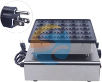 Machine à Gaufres Électrique Commerciale à 25 Trous pour Mini Crêpes, Antiadhésive, Plaque Simple, pour Snacks