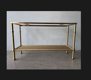 Muebles de Hospitalidad para Salón Personalizados, Patas con Acabado en Latón, Lavamanos Termoformado de Doble <span class=keywords><strong>Seno</strong></span> SUITE, Patas de Estructura Metálica - Product Image 3