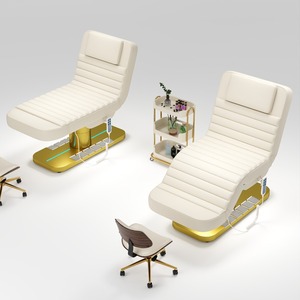 Table de massage électrique moderne de luxe en cuir blanc pour salon de beauté, lit de cils incurvé avec 4 moteurs, vente en gros - Product Image 3