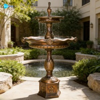 Fuente de Jardín de Bronce de Lujo para Exteriores, Fuente de Agua Clásica de 3 Niveles para Decoración de Patio y Villa