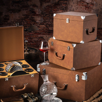 Juego de Decantador de Whisky de Cristal Clásico Retro Personalizado con Caja de Cuero, Juego de Vasos de Whisky, Caja de Regalo