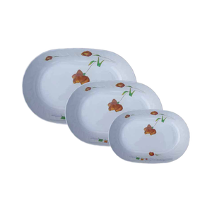 Assiette en mélamine écologique de haute qualité, bleu pur et blanc, avec un élégant motif floral en ellipse, pour la rentrée scolaire - Product Image 2