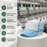 Casquette Trucker 5 Panneaux Vierge avec Avant en Mousse et Dos en Maille, Snapback Ajustable, Visière Courbée, Broderie Personnalisée, Vente en Gros