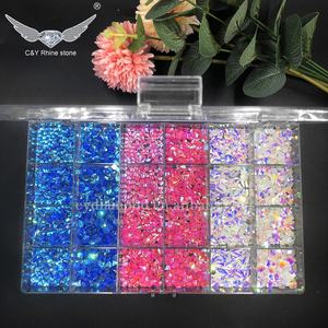 CY N2 Bling azul Rosa AB Mocha en forma de cristal caja de diamantes de imitación para uñas Piedras Blancas diamantes de imitación para uñas - Product Image 3