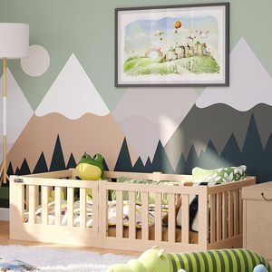 Lit pour enfants pour garçons et filles en pin massif Protection contre les chutes et <span class=keywords><strong>sommier</strong></span> peint - Product Image 2