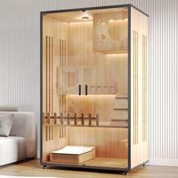 Maison pour chat en bois multi-fonctions, grande capacité, intérieur/extérieur, avec porte en verre ventilée, griffoir, cage pour chat, meubles pour animaux de compagnie