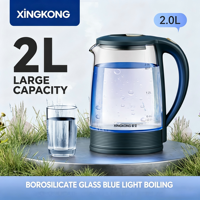 Bouilloire électrique en verre de grande capacité 2L, contrôle de la température, maintien au chaud, design pliable pour faire bouillir l'eau, portable pour la maison