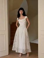 Robe de soirée ajustée Nicecover, best-seller, blanche, asymétrique, jacquard floral, pour soirée et fiançailles