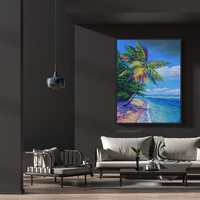 Tableaux sur toile abstraits de palmiers et cocotiers, art mural sur toile, peintures à l'huile de paysages marins