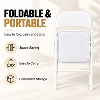 Chaise pliante en métal rembourrée blanche, chaise pliante moderne en cuir PU, chaise d'appoint légère et portable pour salle à manger, bureau, événements