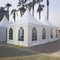 Tente de réception hexagonale d'extérieur 3x3 4x4 5x5 10x10 en toile avec tissu enduit PVC double face et structure en acier, couleur personnalisable