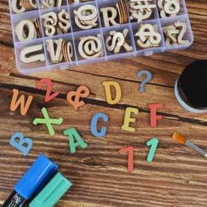 Wholesale DIY Art Crafts Carved Decorative Cutting Wood <b>Letters</b> Numbers <b>Ornaments</b> for Doing It Yourself - Product Image 3