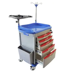New Coming Mobile ABS Hospital Clinic Medical Furniture Plastic Wheel Emergency Trolley Crash Cart