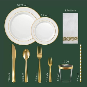 Set di Stoviglie Usa e Getta da 700 Pezzi per 100 Ospiti, Piatti e Posate per Decorazioni e Forniture per Matrimoni - Product Image 2