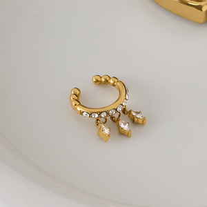 J & D Trendy Exquisite Zircon Ear <span class=keywords><strong>Cuff</strong></span> 18K Chapado en oro Acero inoxidable Moda Dangle White Zirconia Ear <span class=keywords><strong>Cuff</strong></span> - Product Image 5