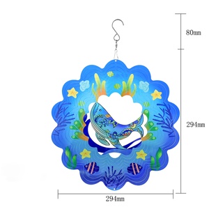 3D Hummingbird Art Deco Wind Chimes for Yard and Garden 12 Inch Multi Color Mandala Metal <b>Elephant</b> Outdoor - Product Image 3