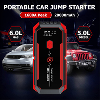 Chargeur de batterie de voiture multifonction 4-en-1 20000mAh, démarreur de voiture 1600A, batterie externe de démarrage de voiture sécurisée et puissante 12V avec lampe de poche