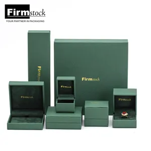 Özel Logo kadife mücevher kolye hediye kolye kağıt PU deri yeşil yüzük bilezik takı ambalaj kutusu