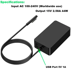 Surface Charger 44W 15V 2.58A Power Supply AC Adapter Charger For Microsoft Surface Pro