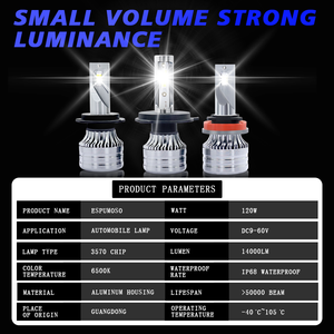 Nouvelle Conception Ampoule de Phare LED L35 H1/H3/H4/H7/H8/H11/9005/9006/HB3 120W 14000LM 6000K 12V Remplacement Universel pour Voiture - Product Image 6
