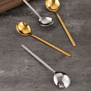 ช้อนสแตนเลส 304 สไตล์เกาหลี ด้ามยาว ลายตอก สำหรับบาร์บีคิว ร้านอาหาร และเสิร์ฟซุปอเนกประสงค์ - Product Image 2