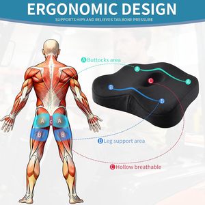 Coussins de siège de voiture ergonomiques en mousse à mémoire de forme avec soutien lombaire, dossier amovible et lavable, coussins de confort pour les fesses - Vente en gros - Product Image 3