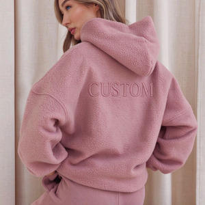 OEM Custom Logo <strong>Women</strong> Oversized Sherpa <strong>Hoodie</strong> Soft <strong>Teddy</strong> Fleece Hooded Pullover Winter Warm Casual Sweatshirt for <strong>Women</strong> - Product Image 1