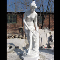 Sculpture en pierre érotique de femme nue, grande taille, en marbre rouge, sculptée à la main, pour la décoration