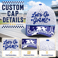 Casquette de baseball sportive personnalisée à 5 panneaux brodée en 3D, avec visière imprimée à pois et bicolore, idéale pour les événements et les fêtes