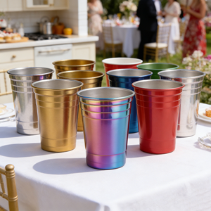 Gobelets personnalisés avec logo de marque, réutilisables, en acier inoxydable, 12/16 oz, gobelets jetables de 14 oz, gobelets à bière personnalisés de 500 ml, ensemble de gobelets pour fête, gobelets rouges arc-en-ciel - Product Image 1