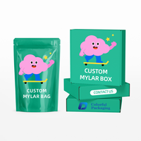 Sac et boîtes en mylar 3.5g vente en gros personnalisé ensemble bonbons découpés à l'emporte-pièce forme spéciale emballage holographe pré-fabriqué 3.5 sacs en mylar avec boîte