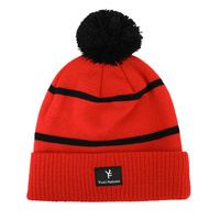 Hiver Chaud Personnalisé 100% Acrylique Tricoté Jacquard Broderie Logo Toques Pom Pom Knit Bobble Beanie Hat pour Hommes Femmes