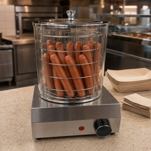 Countertop Hot Dog <b>Steamer</b> Bun Warmer Machine 300W 201 Stainless Steel Tempered Glass Food <b>Steamer</b> with Temperature Control - Product Image 4