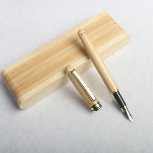 Boîte en bois à rabat, ensemble de stylos en bambou, cadeau d'affaires, stylo à bille promotionnel, pointe de 0,5 mm, encre noire - Product Image 2