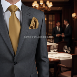 ชุดเนคไทโพลีเอสเตอร์สีทองพร้อมกระเป๋าสี่เหลี่ยมแฟชั่น corbata gravate krawatte cravatta - Product Image 3
