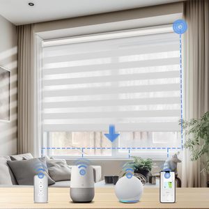 Persianas dobles de cebra listas <span class=keywords><strong>para</strong></span> usar, cortinas de persiana enrollable Therm Blackout, cremallera automática, tela de poliéster 100% <span class=keywords><strong>para</strong></span> el hogar, eléctrico liso - Product Image 1