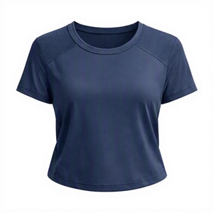 Hauts de sport légers pour femmes, col rond, coupe ajustée, respirants, manches courtes, extensibles dans quatre directions, pour le yoga et la gym - Product Image 4