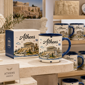 Tasse à café en céramique souvenir <span class=keywords><strong>de</strong></span> l'Acropole d'Athènes, Grèce, avec motif <span class=keywords><strong>de</strong></span> <span class=keywords><strong>temple</strong></span> et impression <span class=keywords><strong>de</strong></span> dessin animé mignon, en grès, personnalisable OEM ODM, vente en gros - Product Image 2