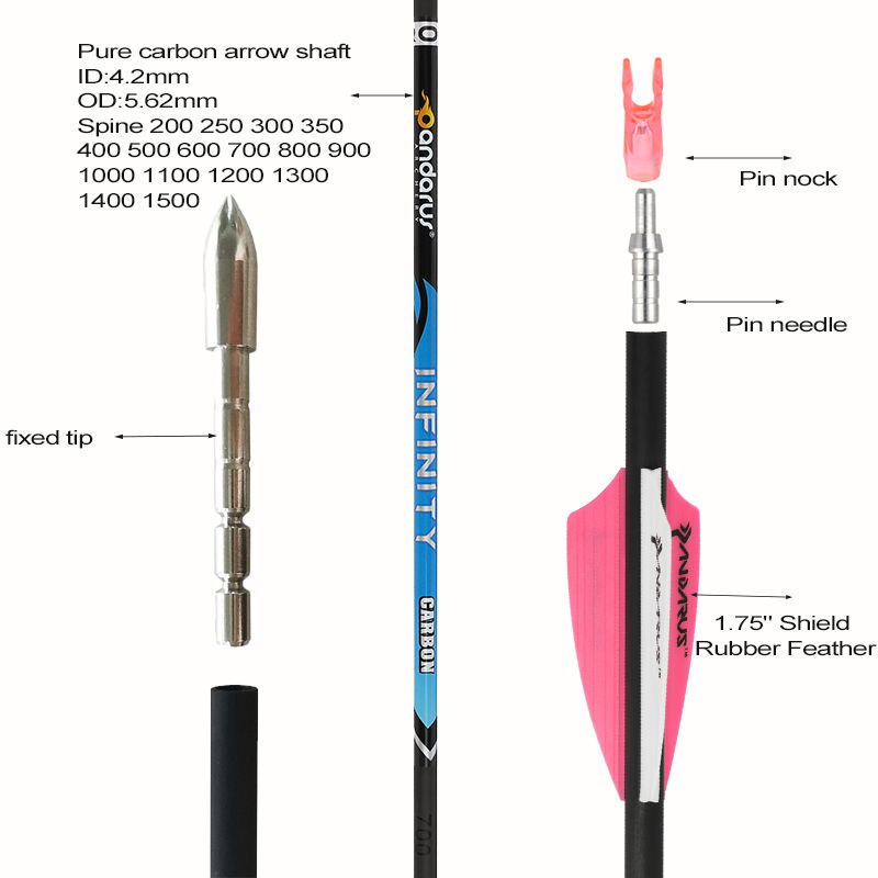 Frecce In Carbonio Per Arco - 12 Pezzi Da 31", Spine 550, Con Broadhead E Nock Girevole - Foto 10