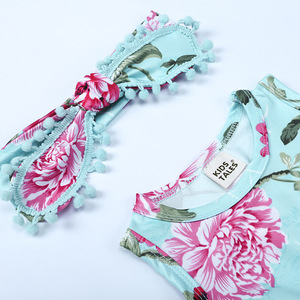 Ropa Infantil al por Mayor, Vestidos para Niñas con Estampado de Flores y Borlas, Diademas para Recién Nacidos - Product Image 2