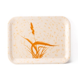 Custom Patterned Melamine Tray 13 Inch Plastic Rolling Tray