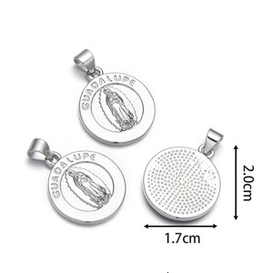 Colgante Religioso Redondo JS2068 de la Virgen de Guadalupe con Retrato Detallado de José Gregorio Hernández para la Fabricación de Joyería y Collares - Product Image 6