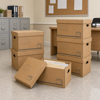 Boîtes en carton ondulé écologiques faites à la main FUJU pour le rangement de documents de bureau - Forme et logo personnalisables, impression tendance